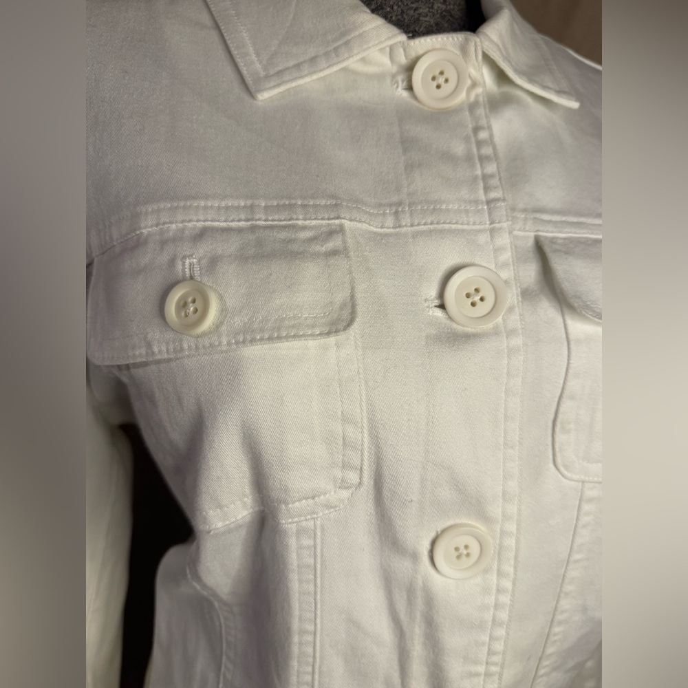 Croft & Barrow Women's Ivory Stretch Jean Jacket - Size S - Picture 3 of 10